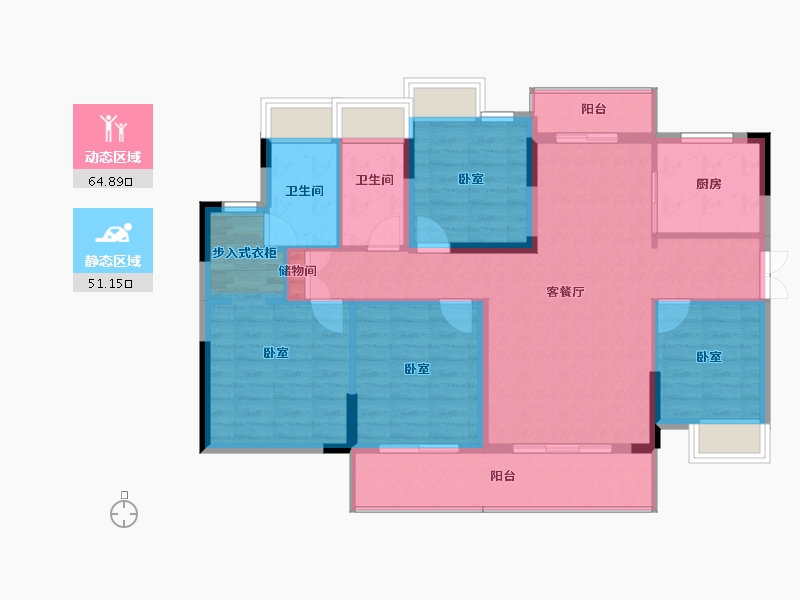 湖南省-长沙市-云栖国际-104.82-户型库-动静分区