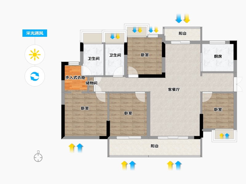 湖南省-长沙市-云栖国际-104.82-户型库-采光通风