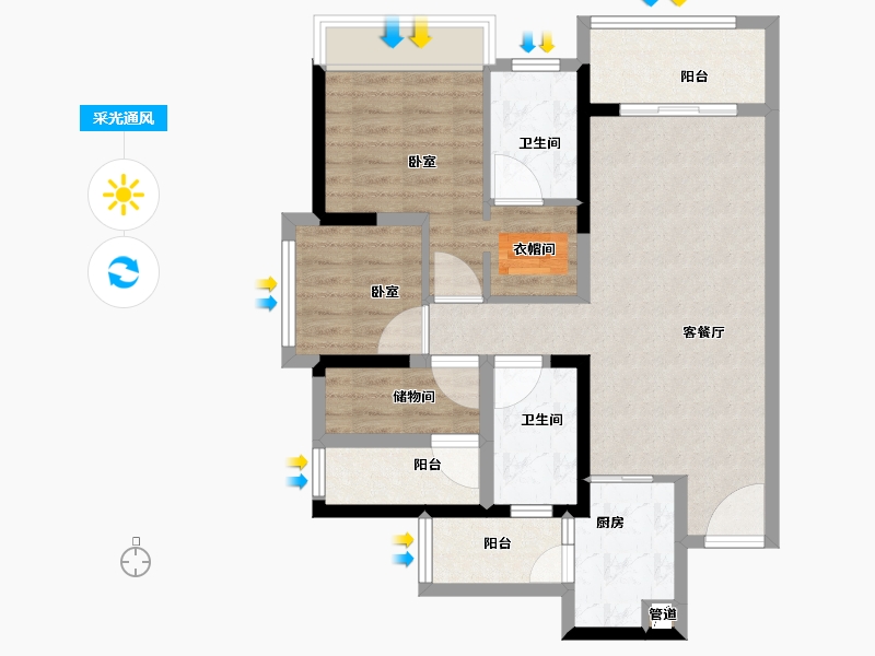 广东省-佛山市-朝安金茂悦-79.00-户型库-采光通风