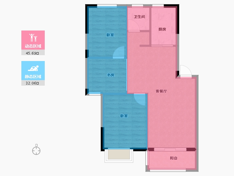 浙江省-宁波市-象山中央公馆-71.00-户型库-动静分区