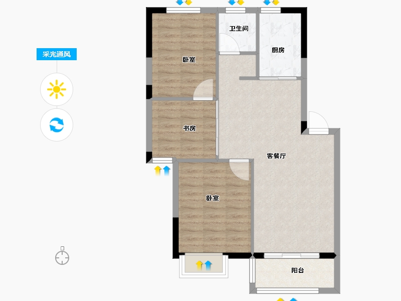 浙江省-宁波市-象山中央公馆-71.00-户型库-采光通风