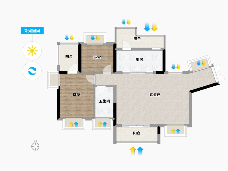 广东省-惠州市-江滨华府-81.05-户型库-采光通风