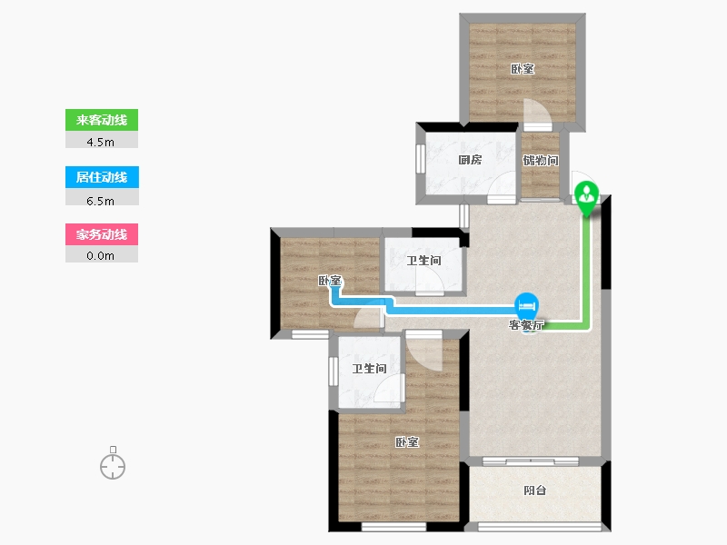 湖南省-长沙市-鸿海·公园里-76.97-户型库-动静线