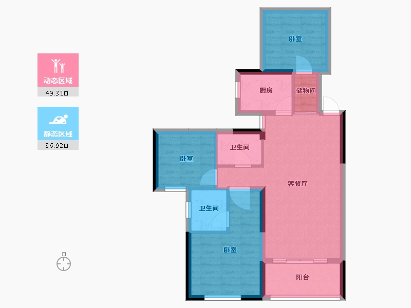 湖南省-长沙市-鸿海·公园里-76.97-户型库-动静分区