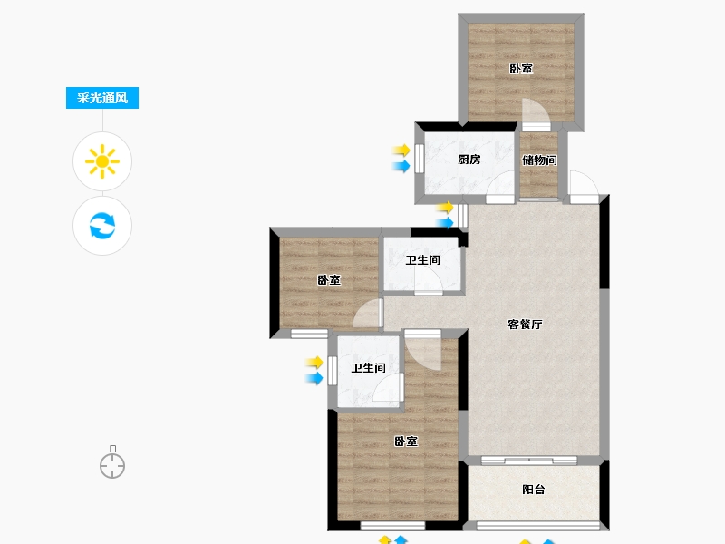 湖南省-长沙市-鸿海·公园里-76.97-户型库-采光通风