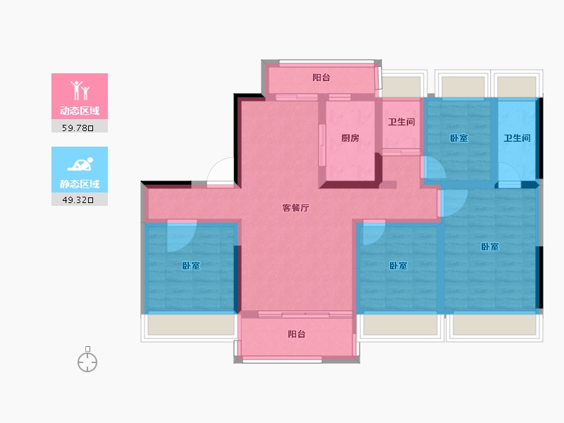 广东省-湛江市-碧桂园城邦花园-95.86-户型库-动静分区