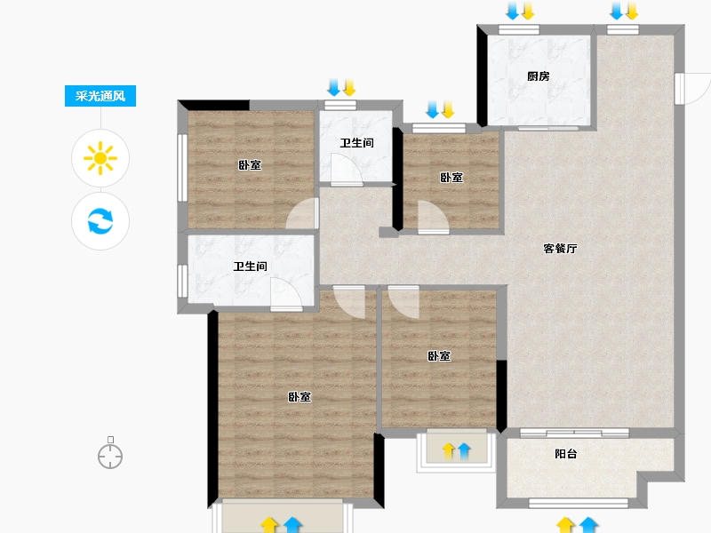 河南省-郑州市-新郑奥园和悦府-108.00-户型库-采光通风