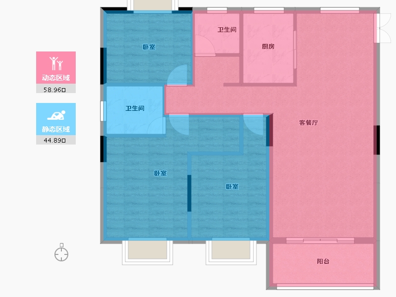 湖北省-孝感市-安陆涢东学府-94.47-户型库-动静分区