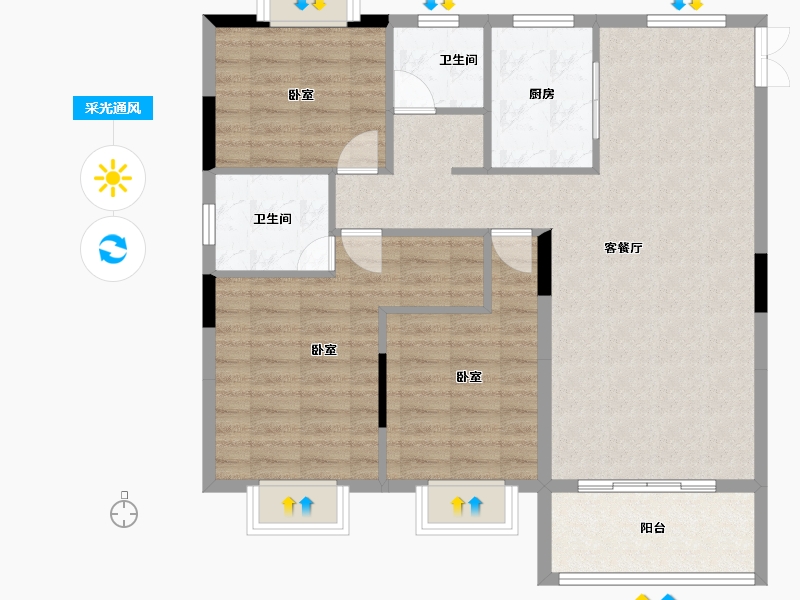 湖北省-孝感市-安陆涢东学府-94.47-户型库-采光通风