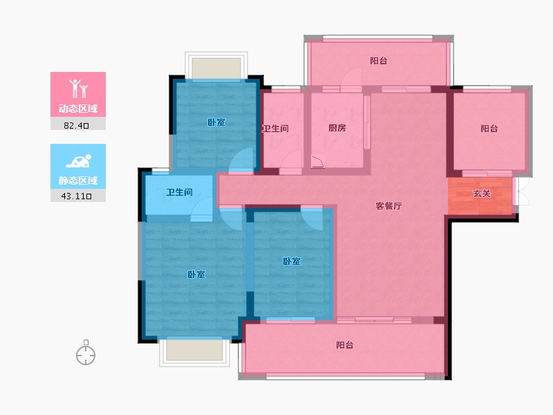 湖南省-邵阳市-恒泰珑湖·二期-110.39-户型库-动静分区