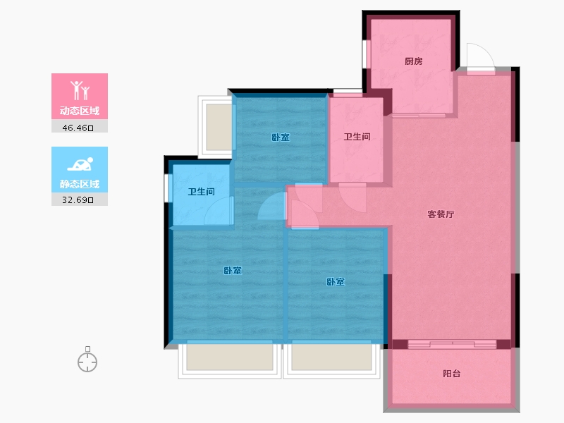 广东省-惠州市-中洲河谷花园-70.92-户型库-动静分区