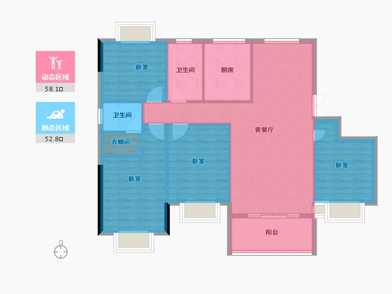 湖北省-孝感市-安陆涢东学府-100.85-户型库-动静分区