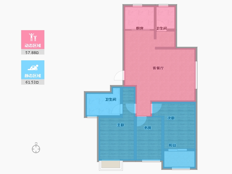 安徽省-黄山市-休宁新天地-106.64-户型库-动静分区