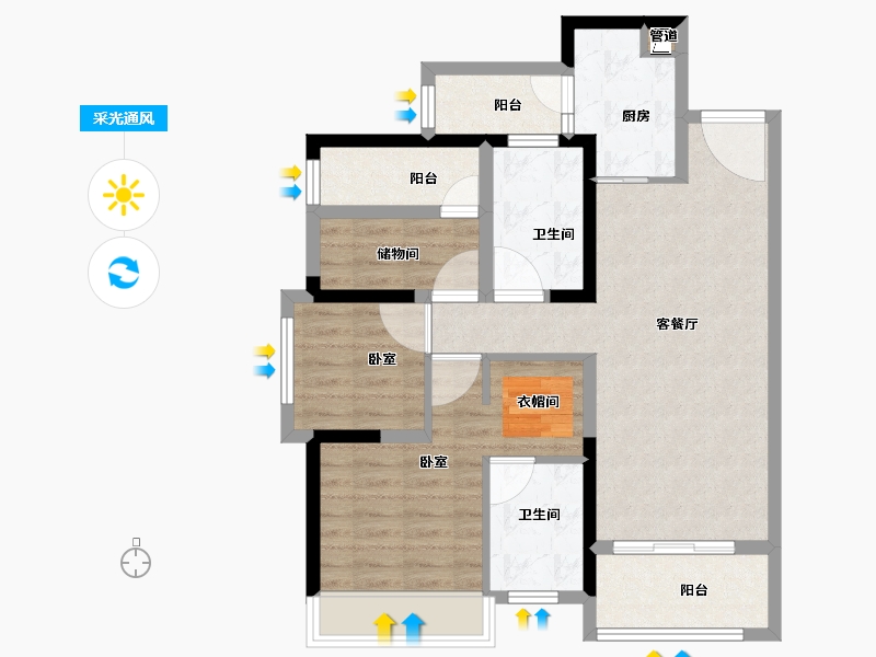 广东省-佛山市-朝安金茂悦-79.00-户型库-采光通风