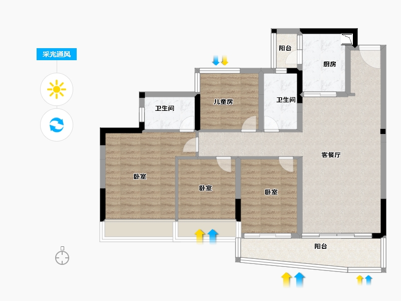 广东省-广州市-奥园誉湖湾-100.00-户型库-采光通风