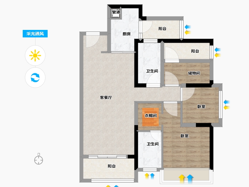 广东省-佛山市-朝安金茂悦-79.00-户型库-采光通风