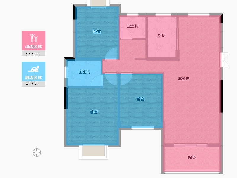 湖北省-孝感市-安陆涢东学府-88.62-户型库-动静分区