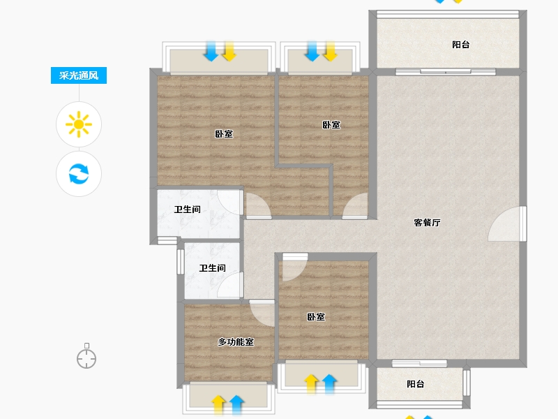 广东省-珠海市-碧桂园保利海悦天境-114.00-户型库-采光通风