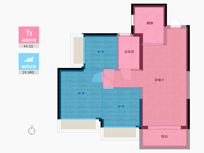 广东省-惠州市-中洲河谷花园-63.51-户型库-动静分区