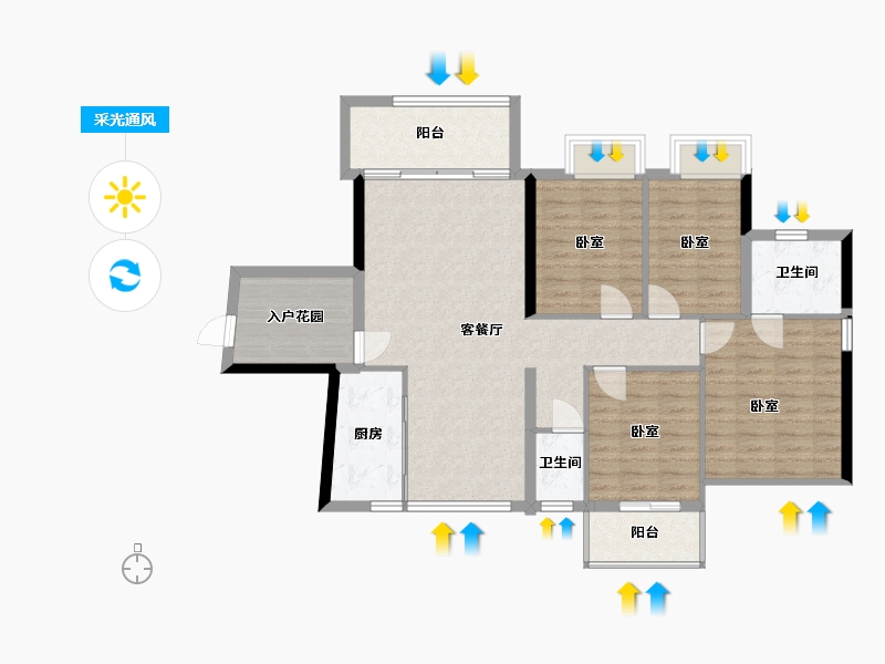 湖南省-郴州市-中耀林溪湾-103.95-户型库-采光通风