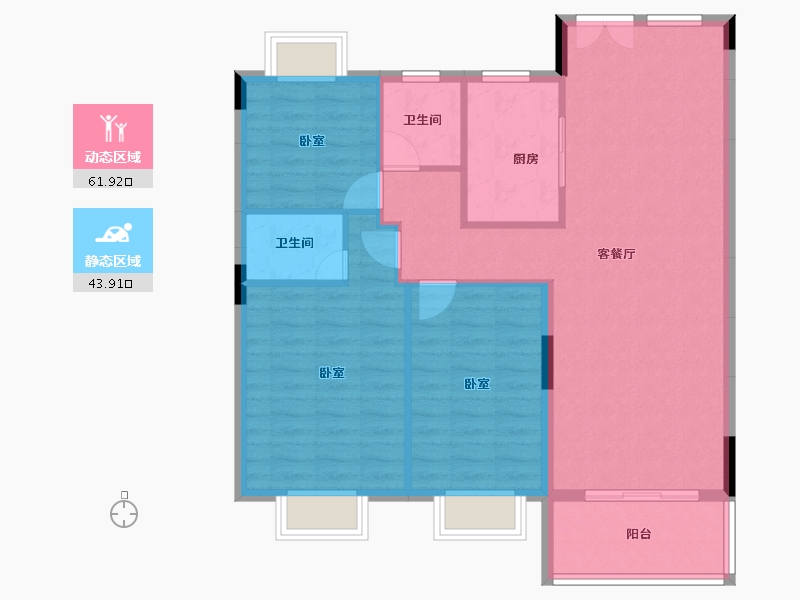 湖北省-孝感市-安陆涢东学府-96.65-户型库-动静分区