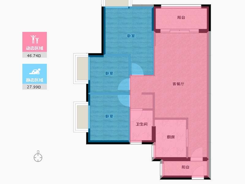 广东省-江门市-时代雁山湖（鹤山）-66.77-户型库-动静分区