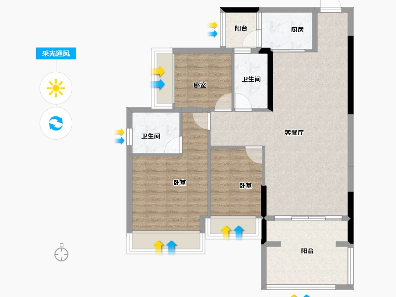 广东省-江门市-御凯名都-91.31-户型库-采光通风