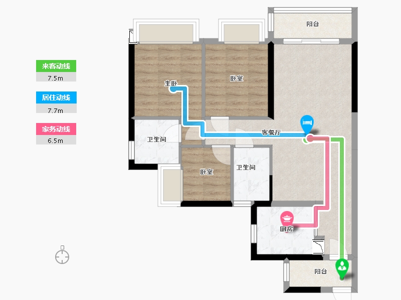 广东省-广州市-时代天韵-73.39-户型库-动静线