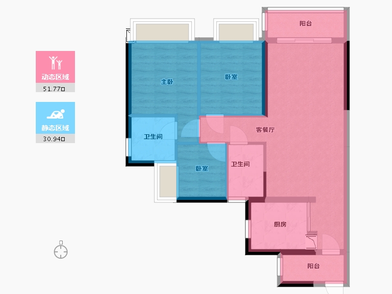 广东省-广州市-时代天韵-73.39-户型库-动静分区