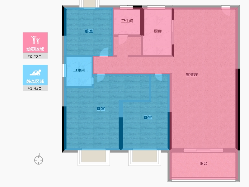 湖北省-孝感市-安陆涢东学府-91.61-户型库-动静分区