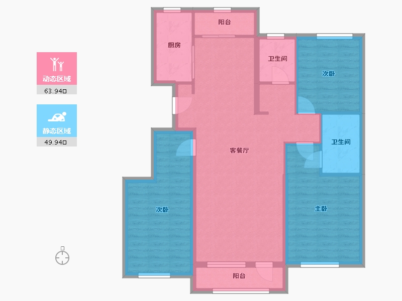 吉林省-长春市-远创紫樾台-102.19-户型库-动静分区