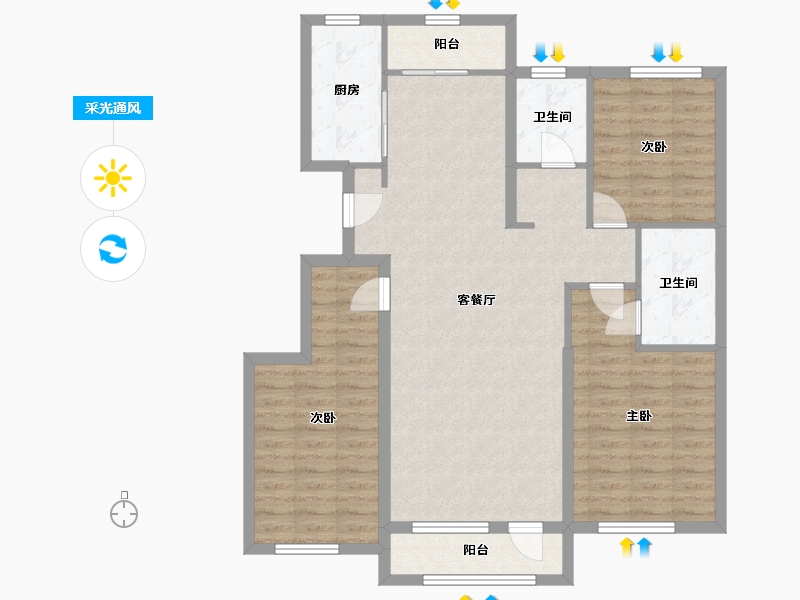 吉林省-长春市-远创紫樾台-102.19-户型库-采光通风