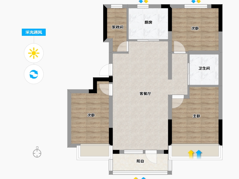 吉林省-长春市-保利净月和府-79.25-户型库-采光通风