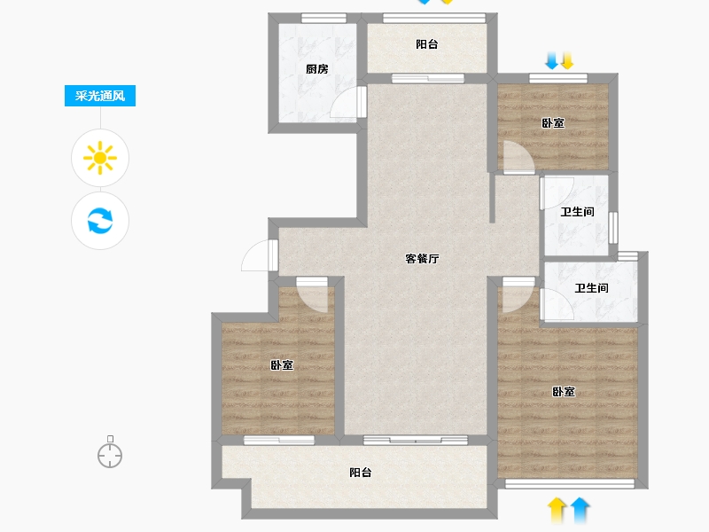 河南省-周口市-万达香蜜湖-98.77-户型库-采光通风