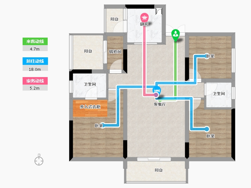 湖南省-长沙市-云栖国际-87.03-户型库-动静线