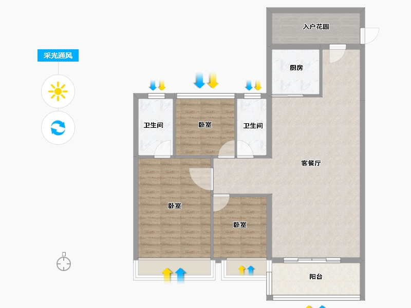 广东省-汕头市-保利和府-100.88-户型库-采光通风