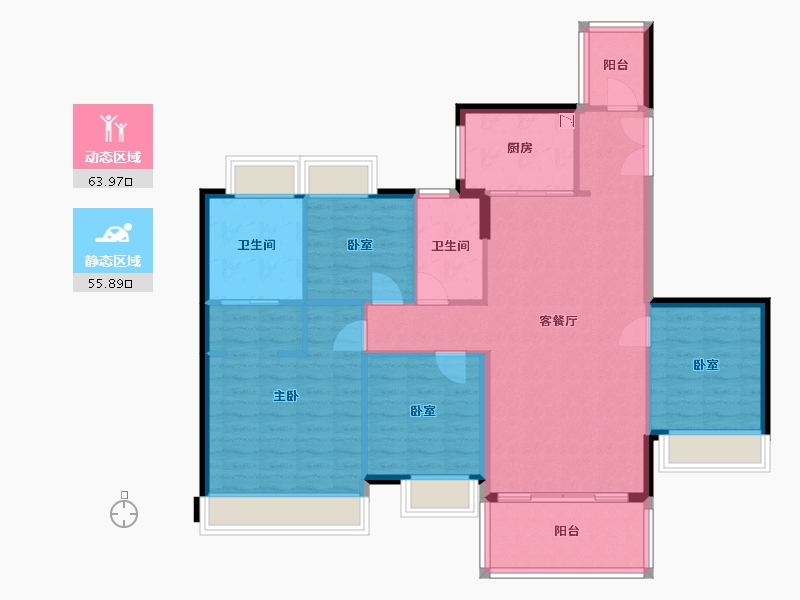 广东省-广州市-时代天韵-109.01-户型库-动静分区