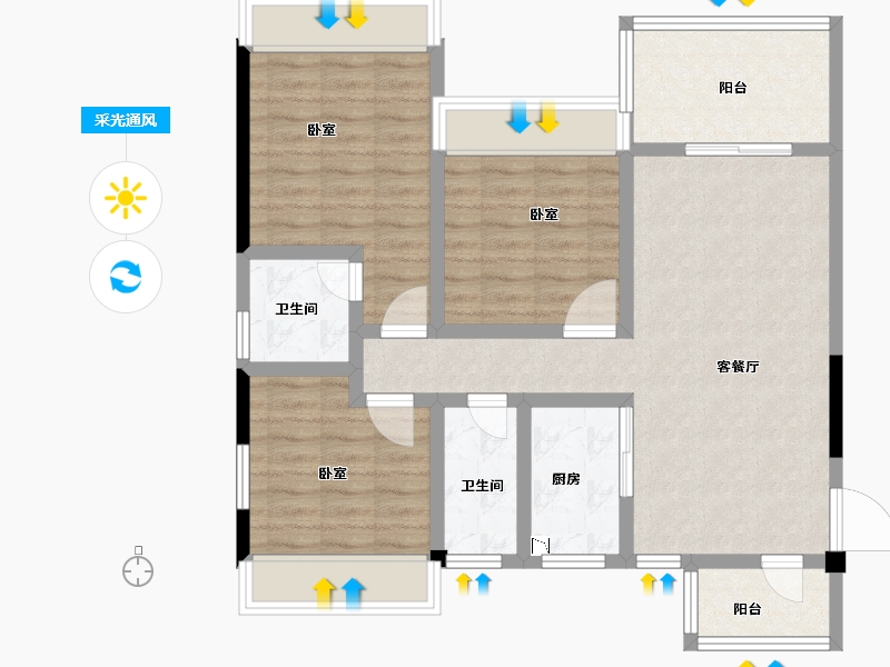 广东省-湛江市-奥园悦时代-86.73-户型库-采光通风