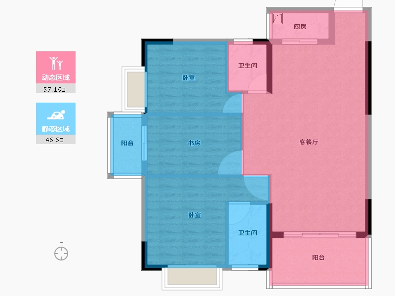 湖北省-咸宁市-平安滨江苑-94.35-户型库-动静分区