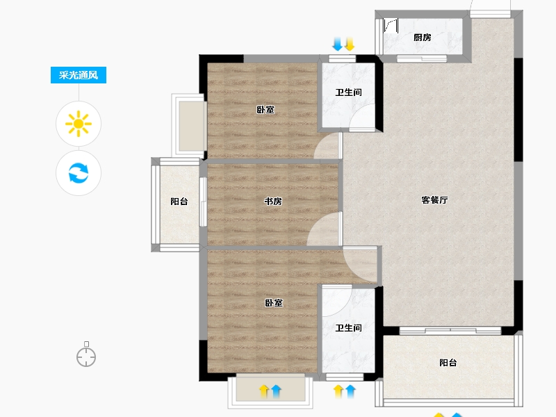 湖北省-咸宁市-平安滨江苑-94.35-户型库-采光通风