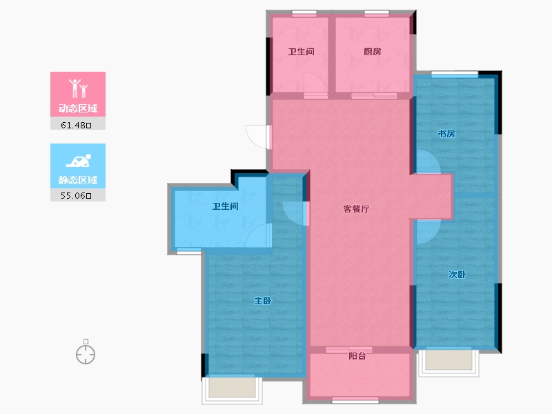 安徽省-黄山市-休宁新天地-103.99-户型库-动静分区