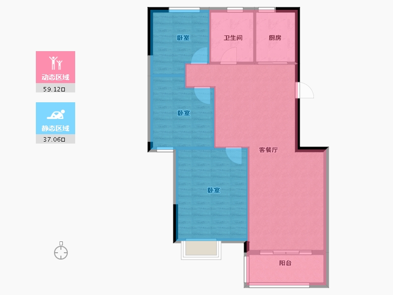 浙江省-宁波市-象山中央公馆-88.18-户型库-动静分区