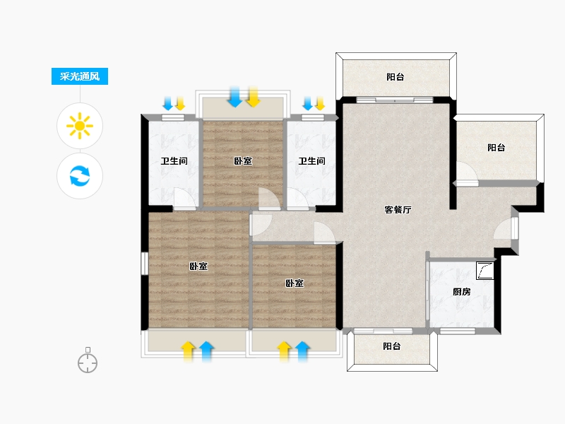 广东省-惠州市-中海水岸城-102.44-户型库-采光通风