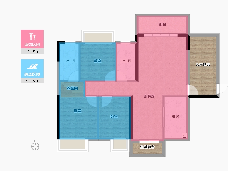 广东省-湛江市-凯悦华府-84.40-户型库-动静分区