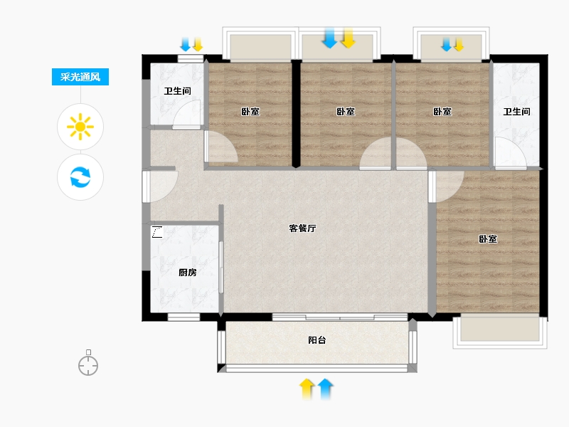 广东省-江门市-时代雁山湖（鹤山）-94.00-户型库-采光通风