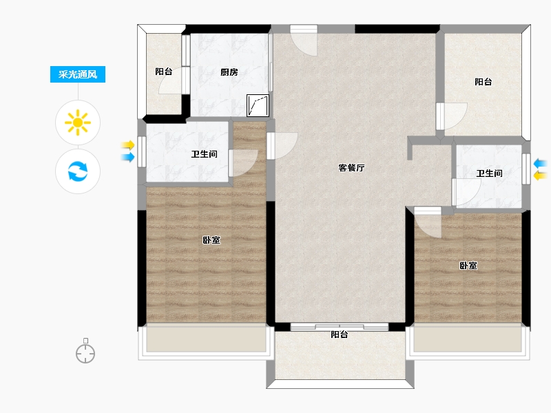 广东省-惠州市-中海水岸城-92.52-户型库-采光通风