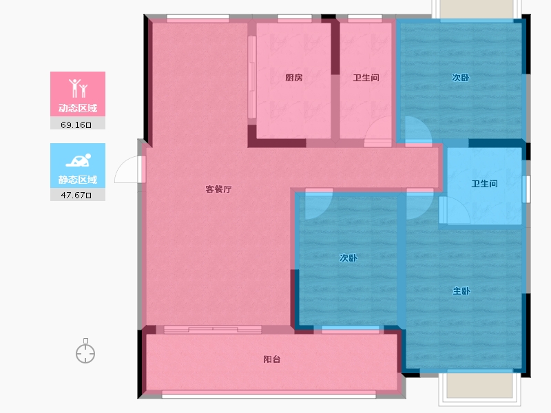 湖南省-湘潭市-龙城·盛悦府-104.06-户型库-动静分区