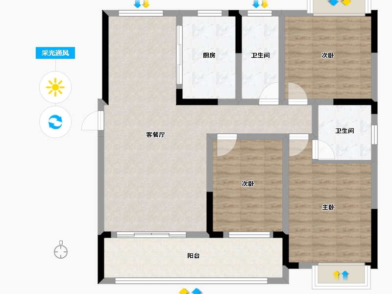 湖南省-湘潭市-龙城·盛悦府-104.06-户型库-采光通风