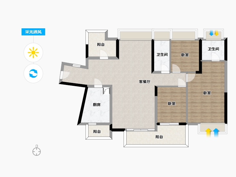 广东省-惠州市-中海水岸城-114.73-户型库-采光通风