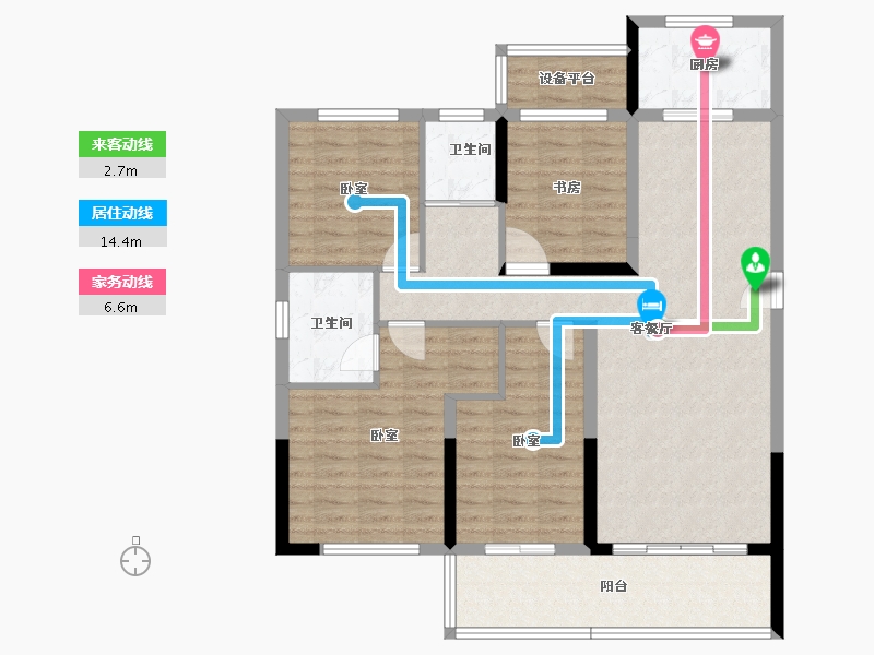 湖南省-长沙市-万境潇湘-108.60-户型库-动静线